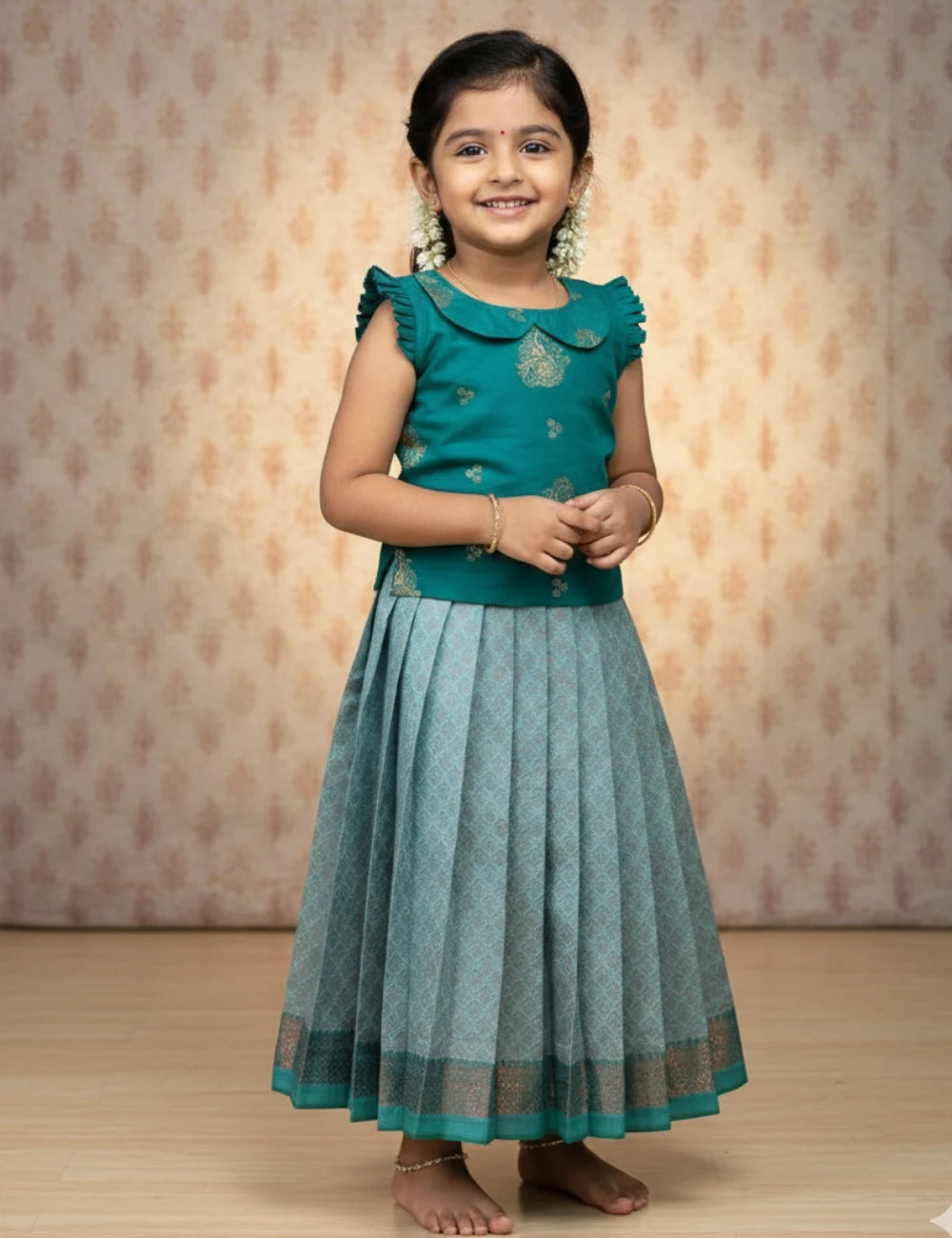 Teal & Mint Girls Ethnic Set - mylini
