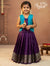 Semi Silk Pattupavadai - Royal Purple & Sky Blue - mylini