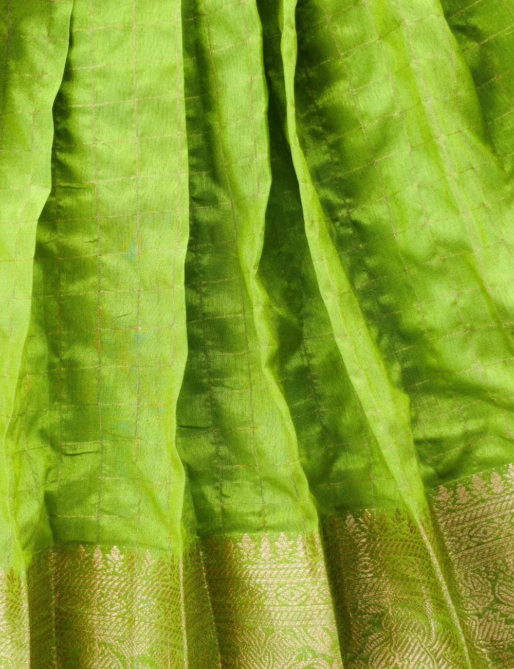 Parrot Green & Maroon Mysore Silk Baby Girl Traditional Frock | Tie-Up Festive Dress - mylini