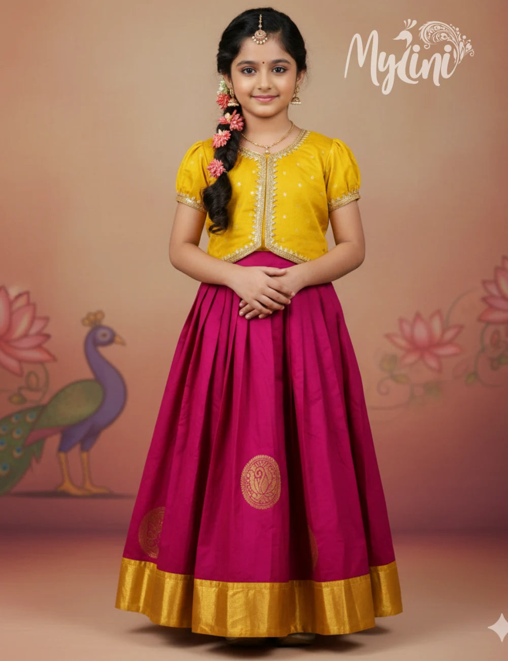 Mustard & Fuchsia Girls Traditional Set - mylini