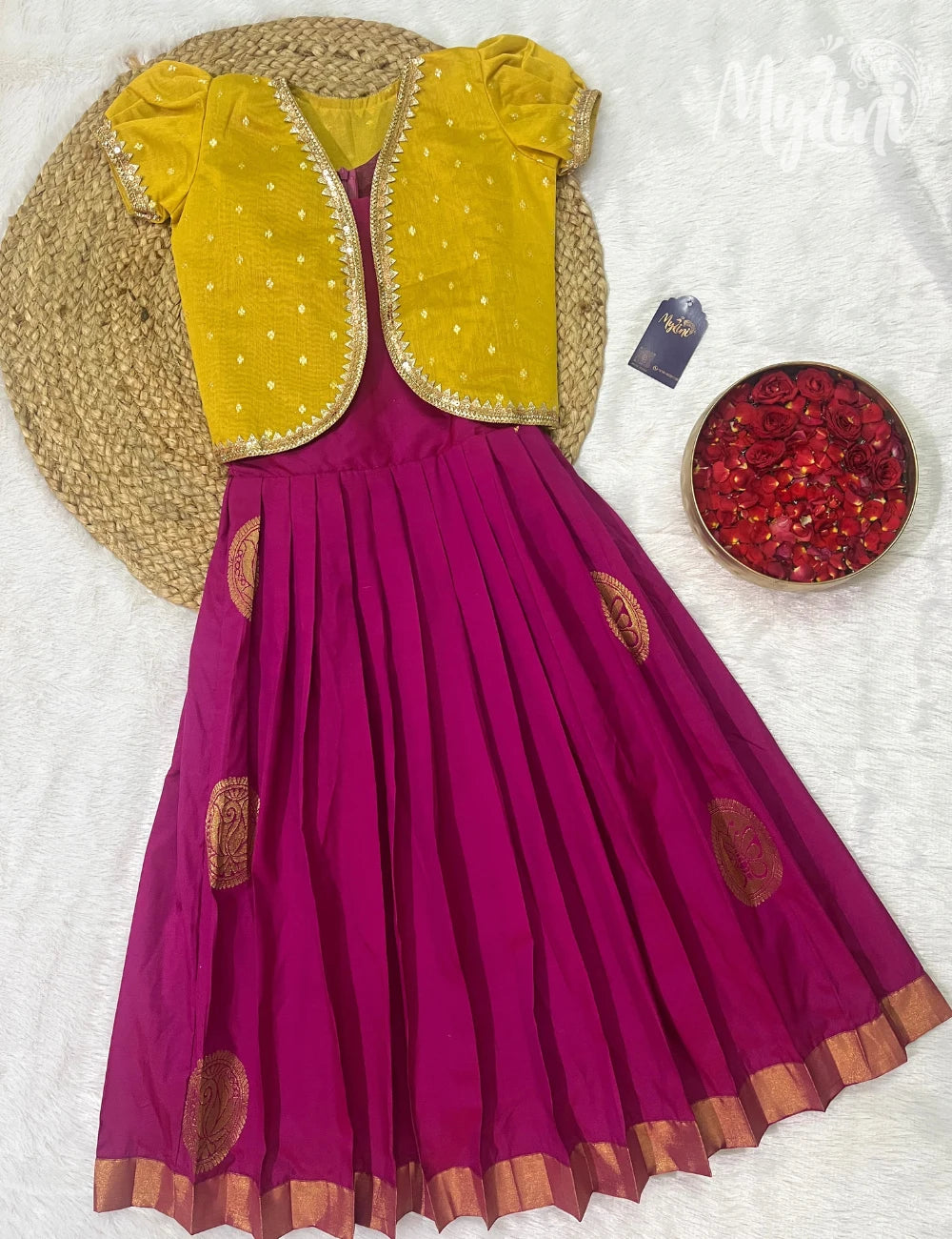 Mustard & Fuchsia Girls Traditional Set - mylini